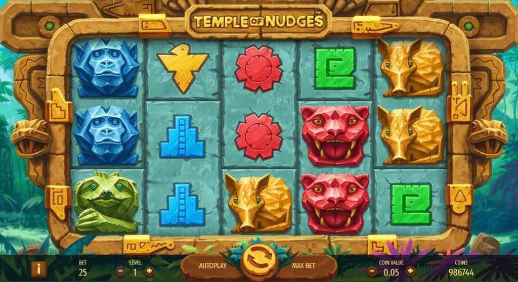 Jocul de păcănele cu animale sălbatice Temple of Nudges