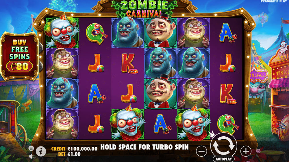 Mecânica de jogo do slot Zombie Carnival
