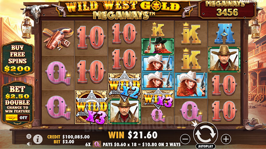 Interface do slot Wild West Gold Megaways